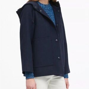 Banana Republic Women's Navy Double-Faced Hooded Jacket